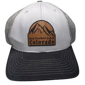 Richardson Mesh SnapBack Trucker Hat Gray Red Feathers Colorado Logo